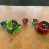 Breakfast service, two-tone glazed ceramic, vintage 1950