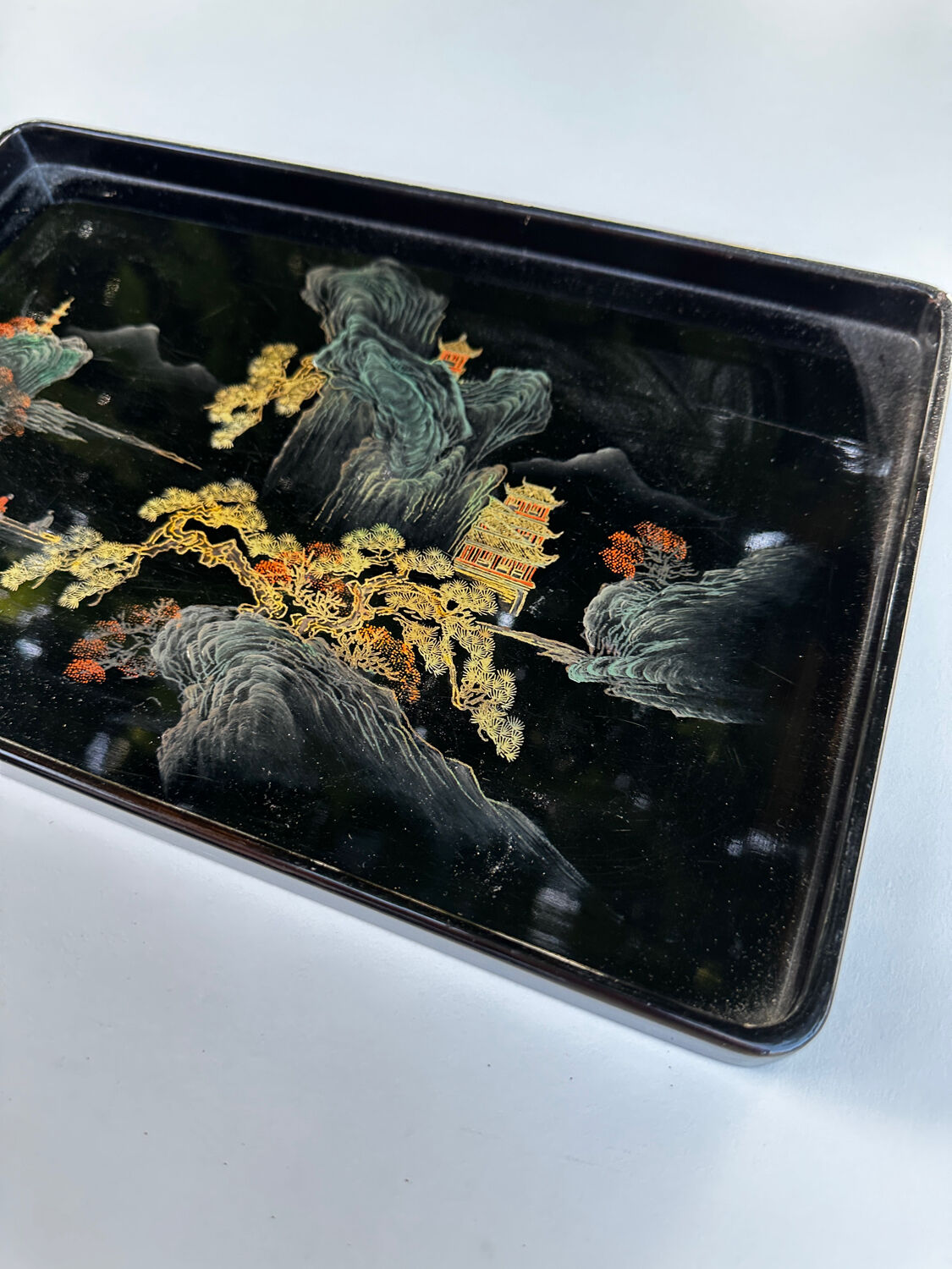 Asian lacquered wood tray