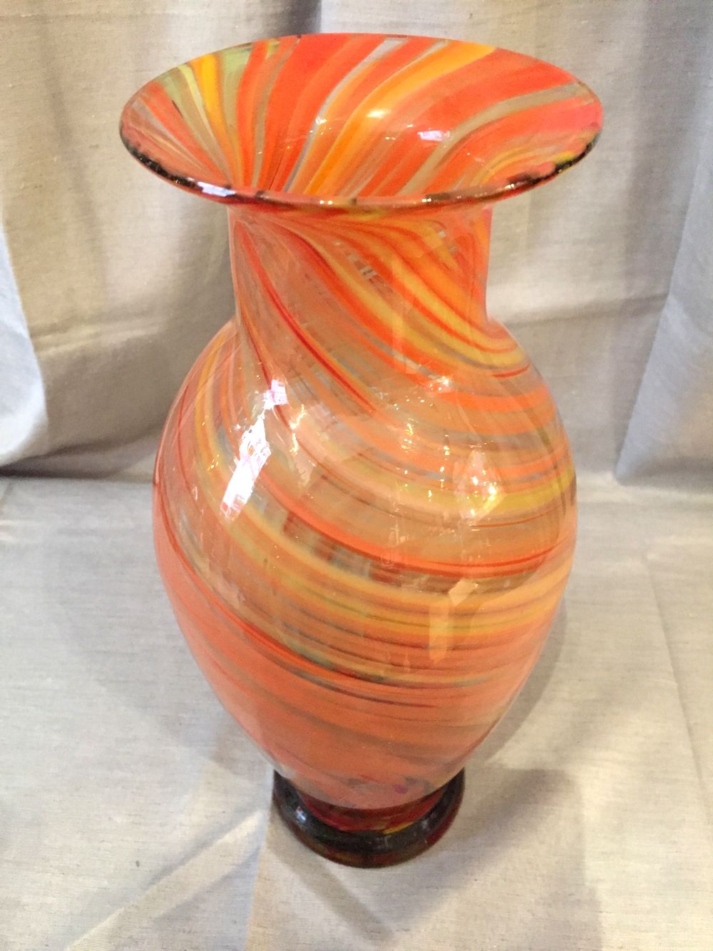 Vintage vase orange twist red and yellow