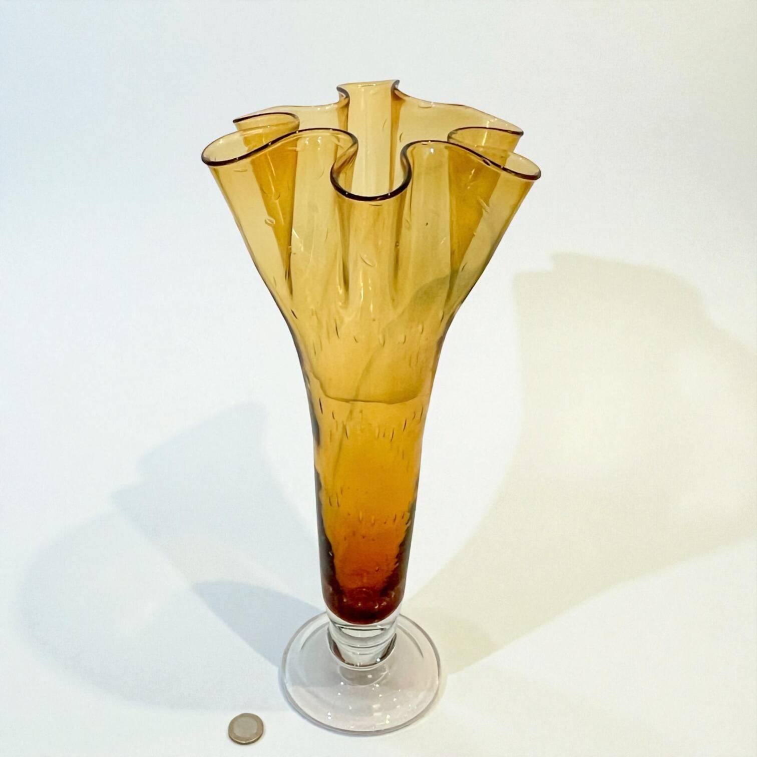 XXL - Large Murano glass vase sommerso yellow amber vintage 1960-70