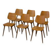 Set of 6 oak chairs from the 1960s.
