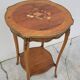 Selette pedestal side table Louis XV style with decorated marquetry and rosewood - 1900s