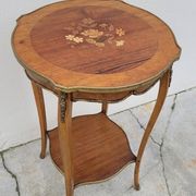 Selette pedestal side table Louis XV style with decorated marquetry and rosewood - 1900s
