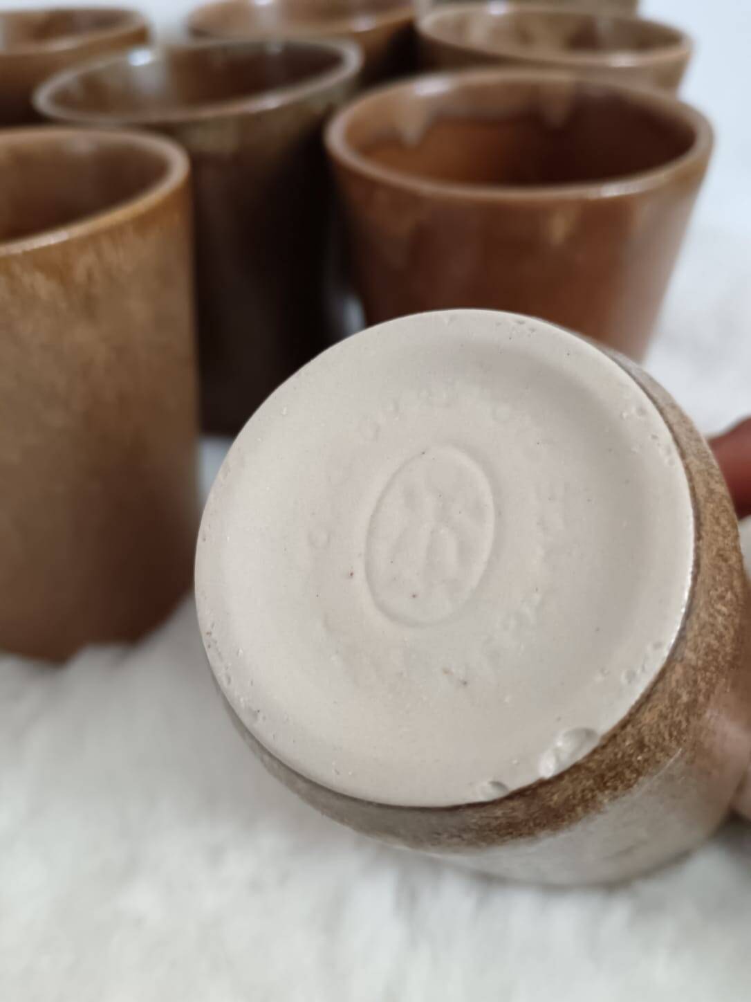 Set of 10 Digoin Stoneware glasses