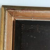 Ferme XIXe huile sur bois cadre bois doré