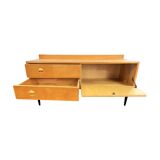 Low ash sideboard chest of drawers, Danish design, 1970s.