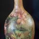 Beautiful bottle A ancient sandstone painted with floral motifs Folk art Puisaye