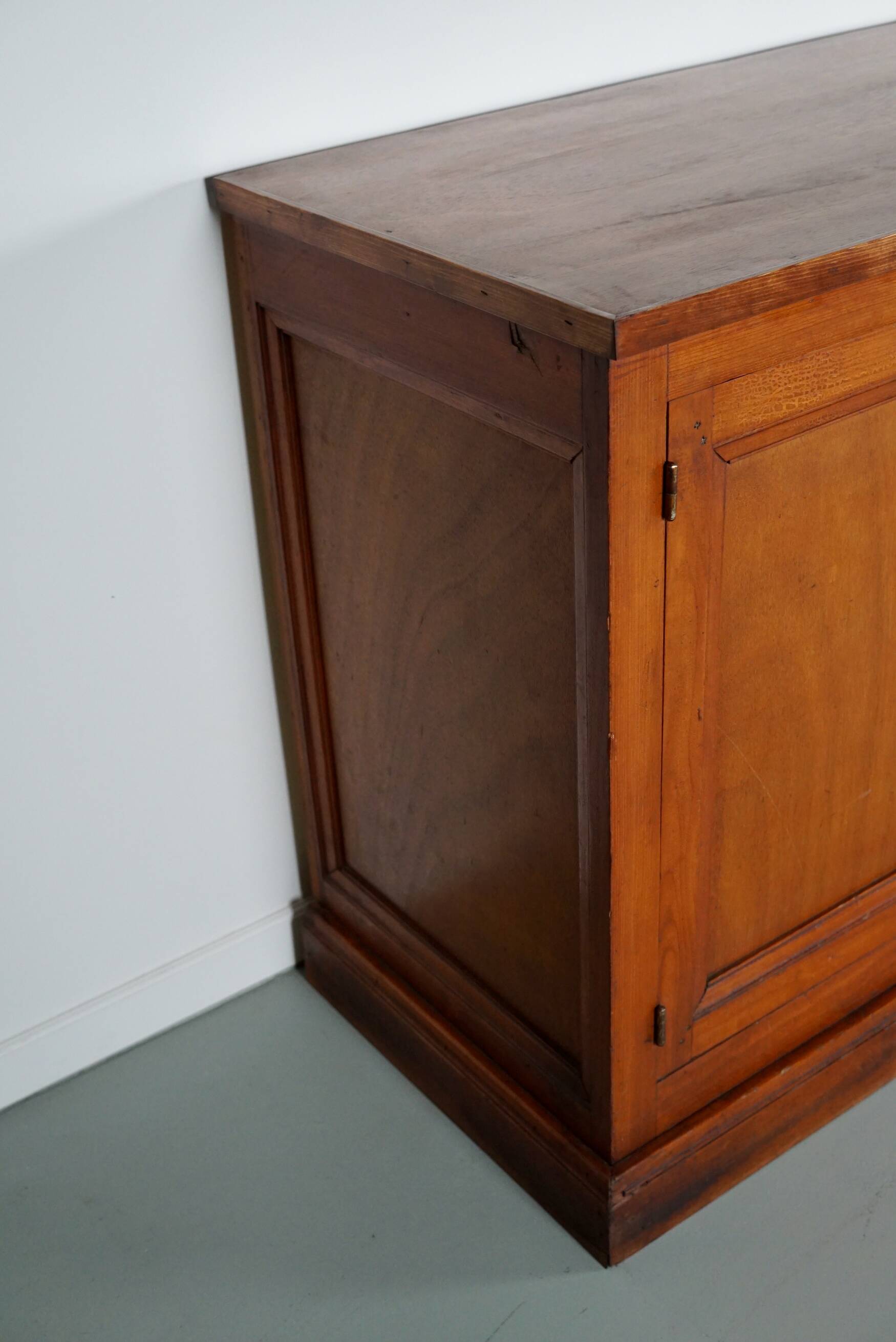 large vintage french oak haberdashery cabinet or shop counter, 1950s