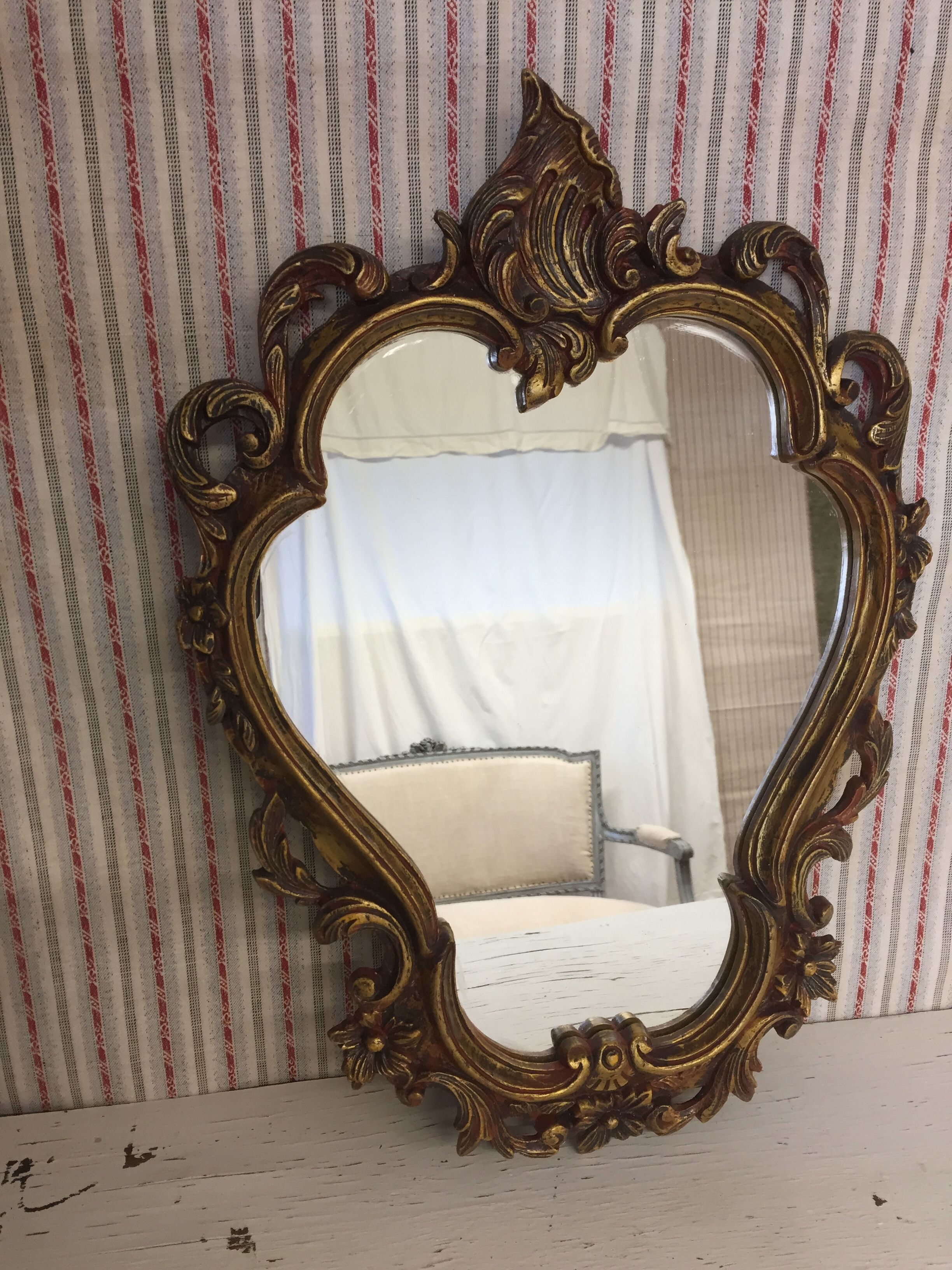Old mirror Louis XV rocaille style, 48x33 cm
