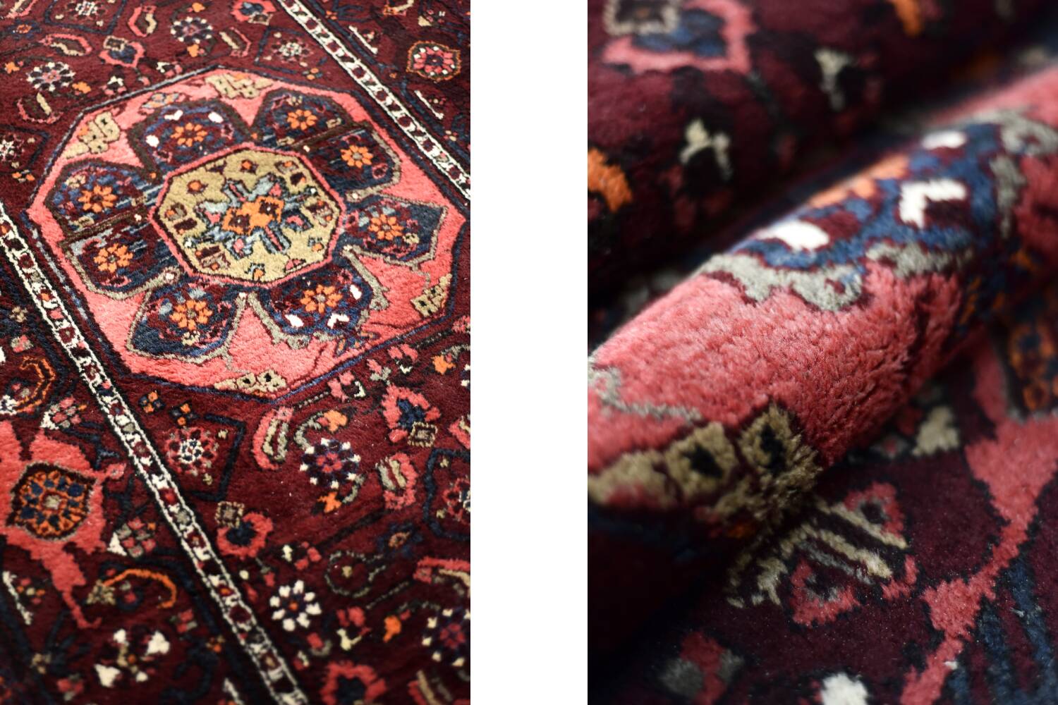 Vintage handwoven Hamadan oriental rug, Middle East, 1960s.