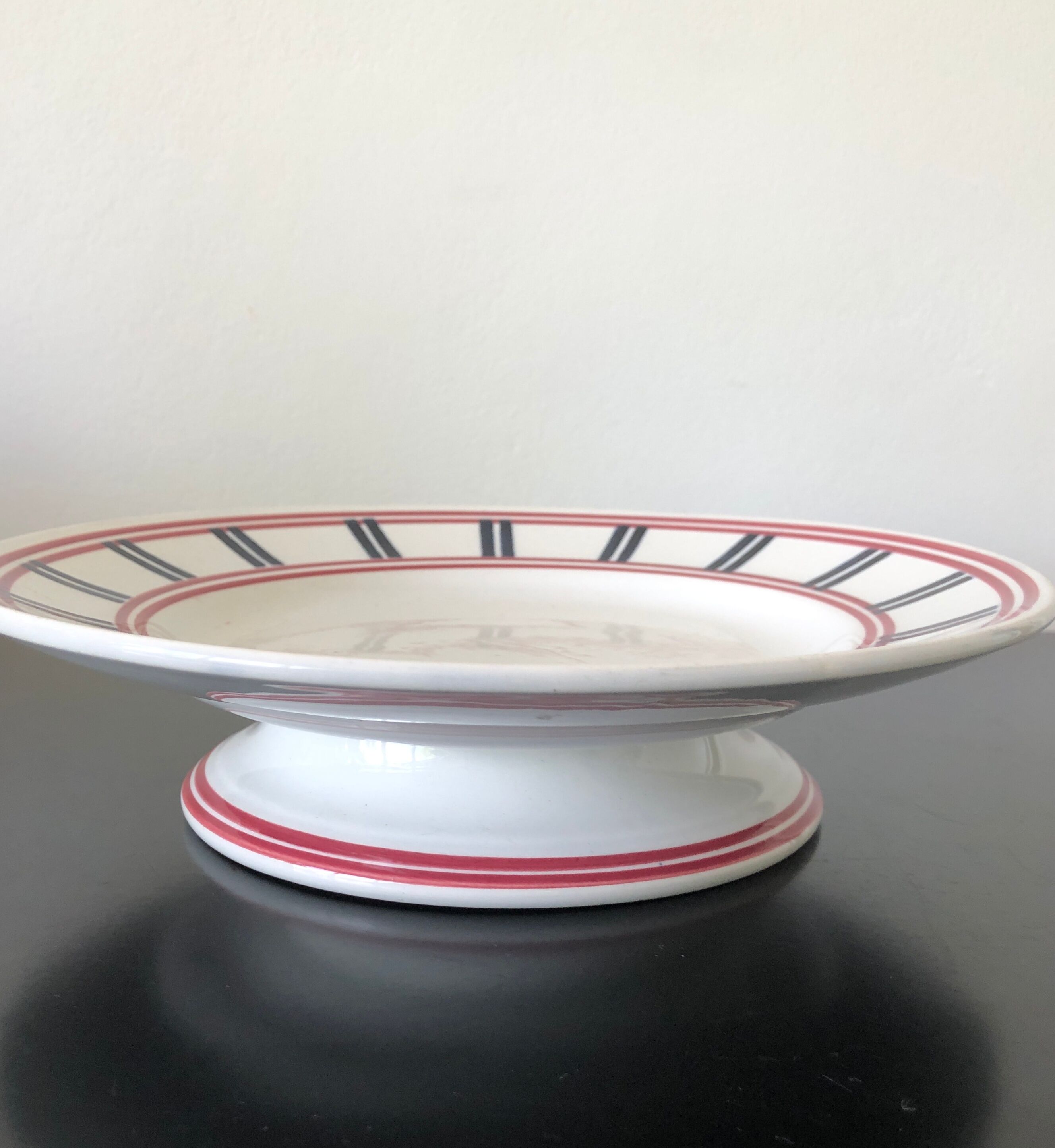 Compotier Basque porcelain red and blue