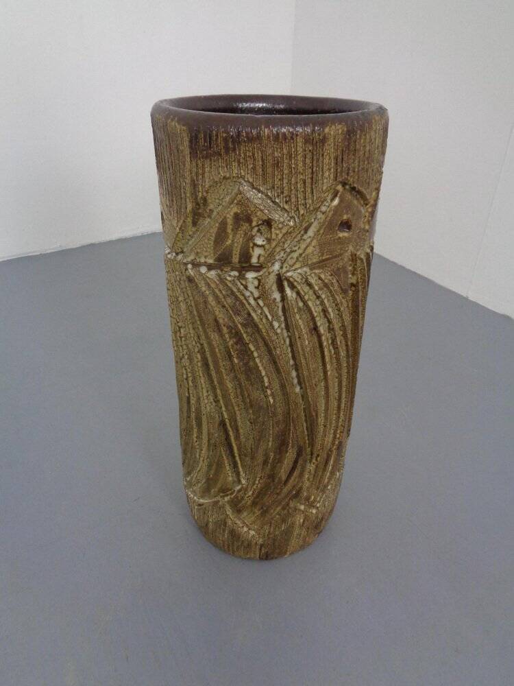 Large Brutalist Ceramic Umbrella Stand, Italy, 1960s