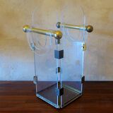 Umbrella stand in brass and clear lucite / plexiglass, 1960s
