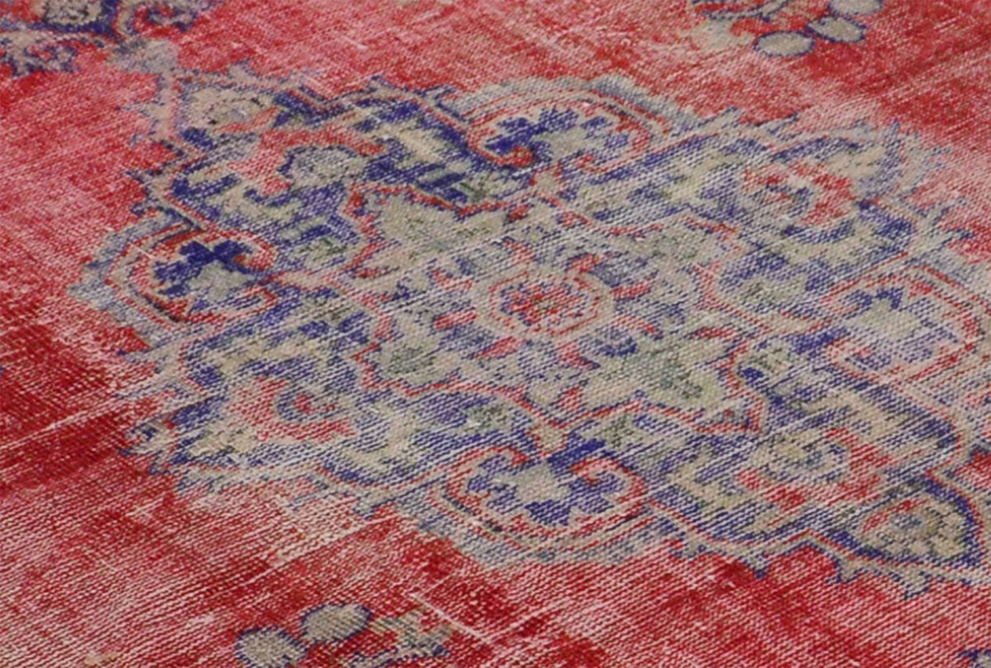 Turkish Anatolian Handmade Vintage Rug 244 cm x 158 cm