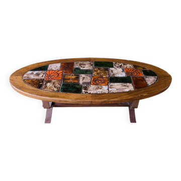 Table basse ovale vintage en céramique
