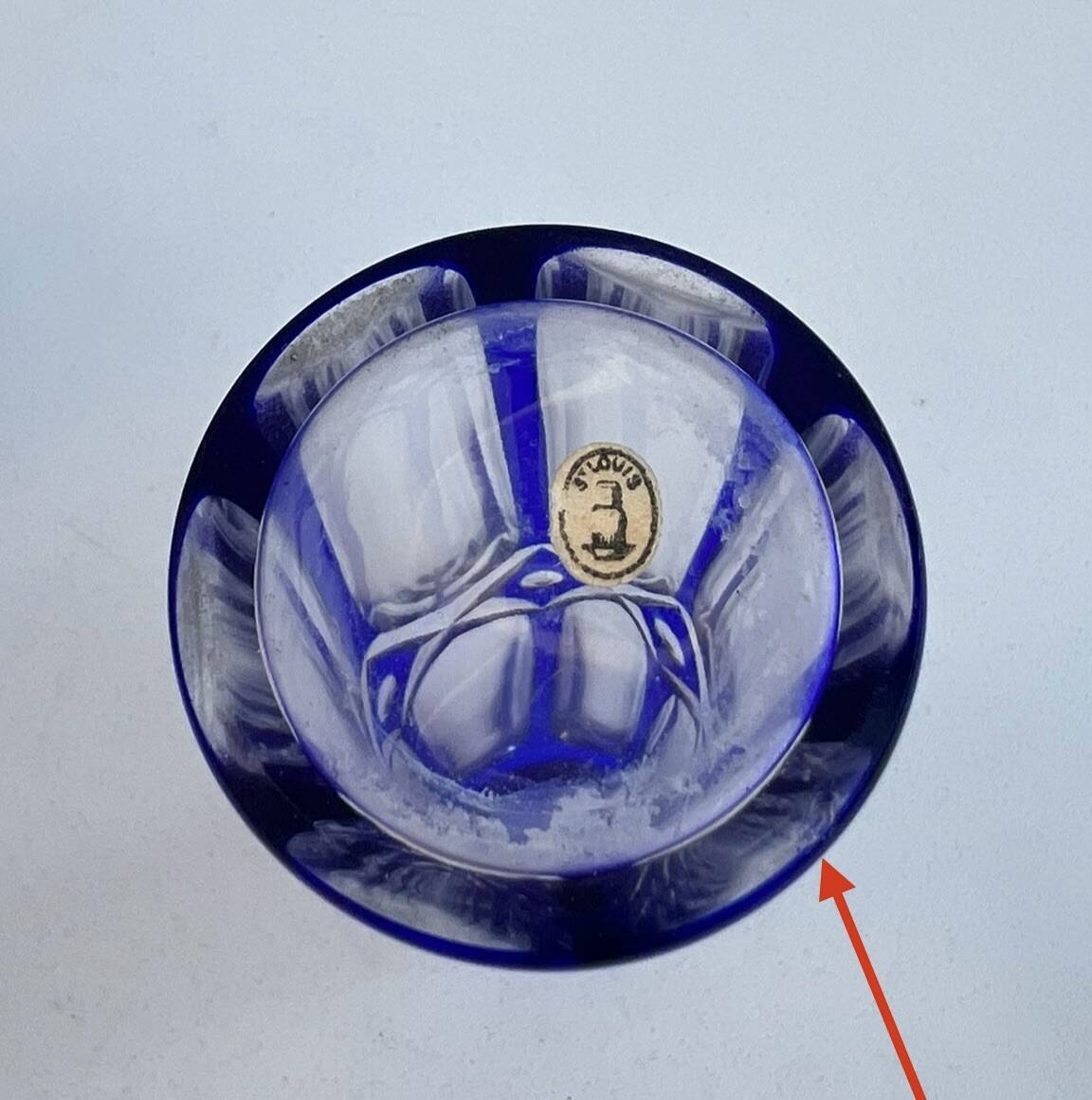 BOUCHON DE CARAFE ou flacon ancien en verre taillé à facettes EUR 11,50