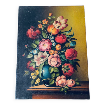 Oil on canvas bouquet of flowers signed Anceschi