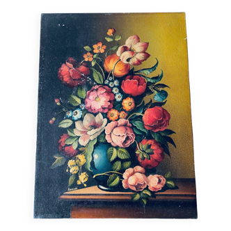Oil on canvas bouquet of flowers signed Anceschi