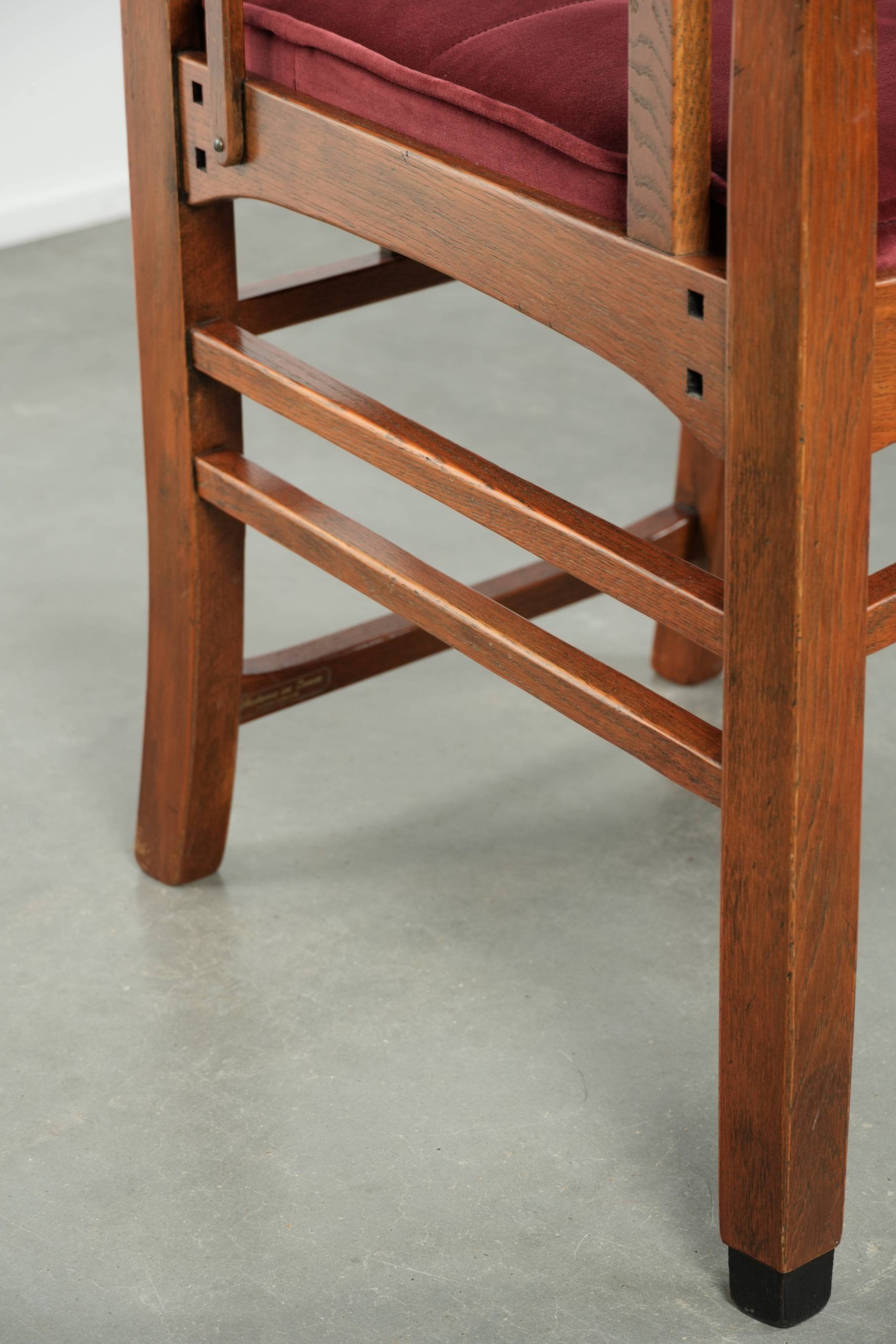 Art Nouveau design dining chair/side chair with red fabric upholstery