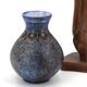 Blue speckled ceramic vase by Bernard Buffat, 1970s.