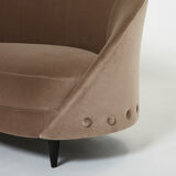 Federico Munari velvet sofa taupe circa 1960