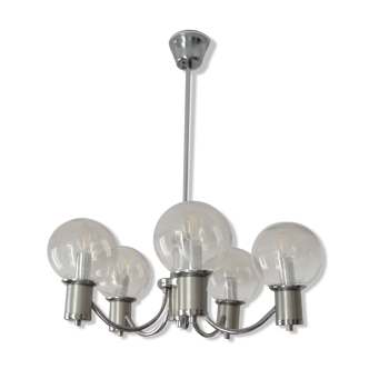 Glass and metal pendant light 1970