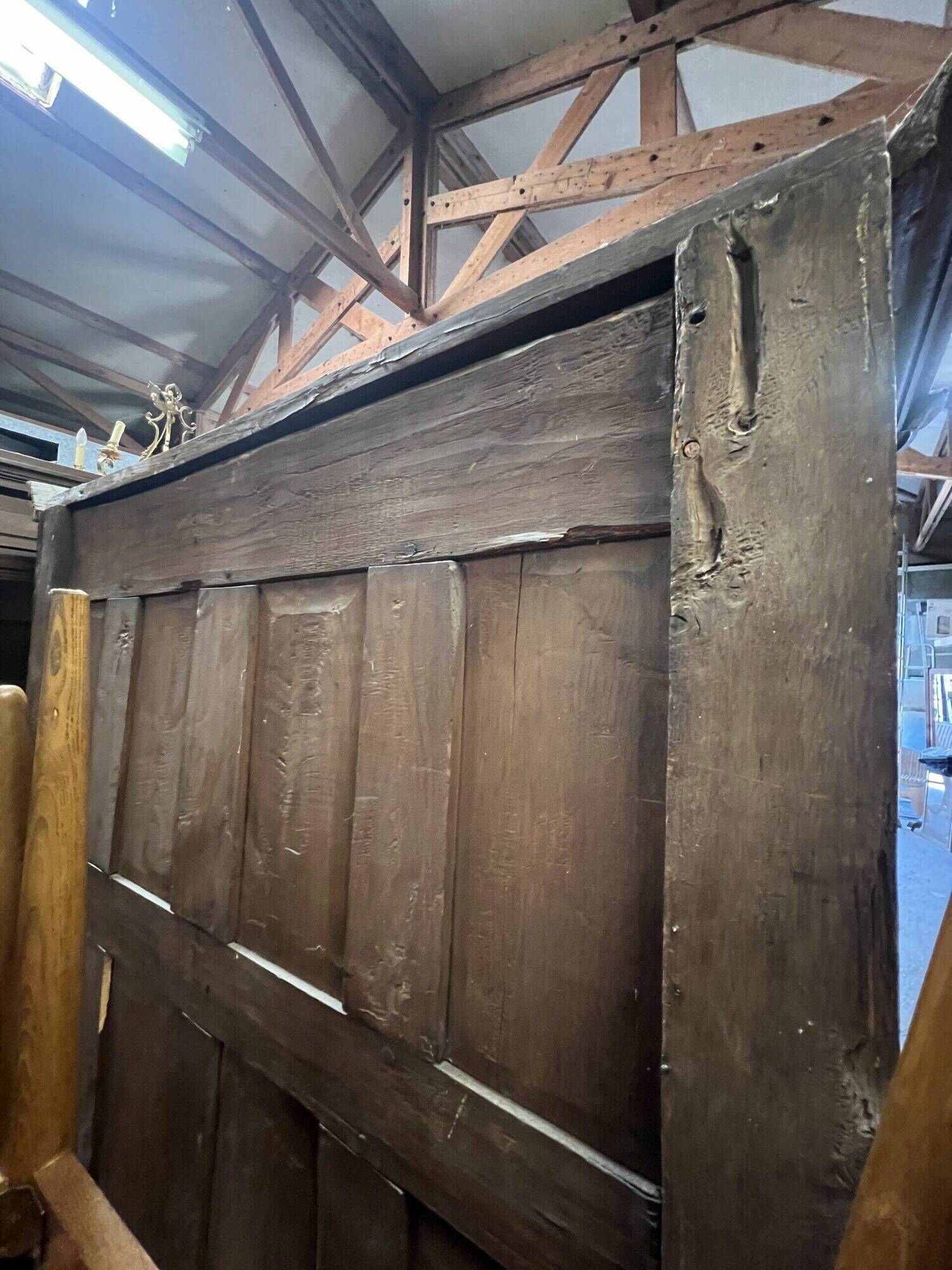 Very beautiful and old carved wooden wardrobe from the 19th century, small size, height 211 cm.