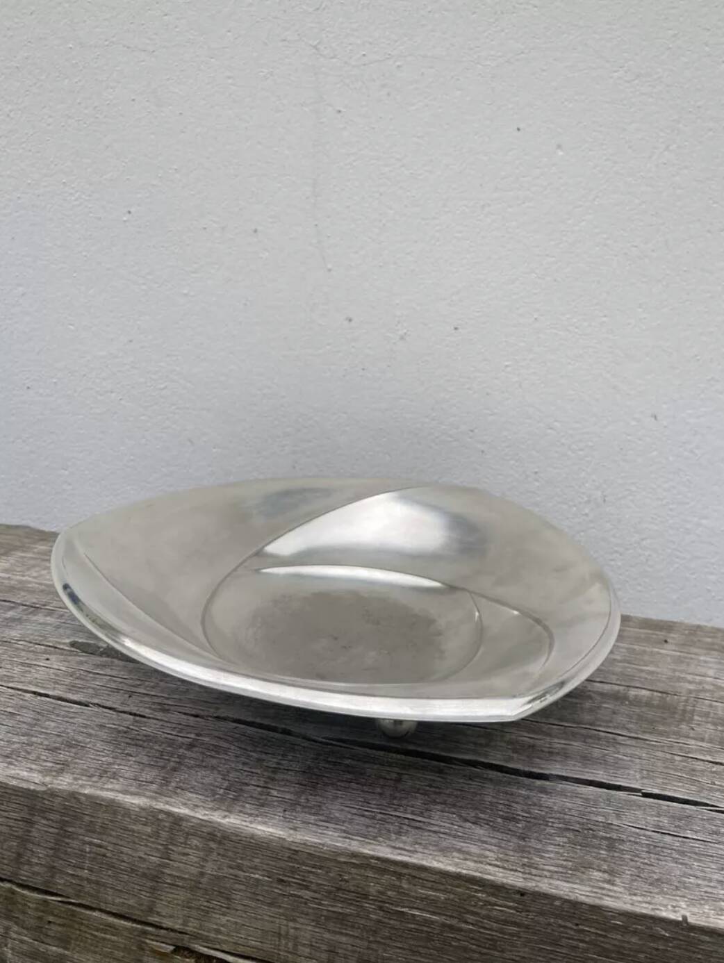 Art Deco ball footed dish with silver metal