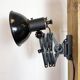 Industrial Black Enamel Scissor Wall Lamp, 1950s