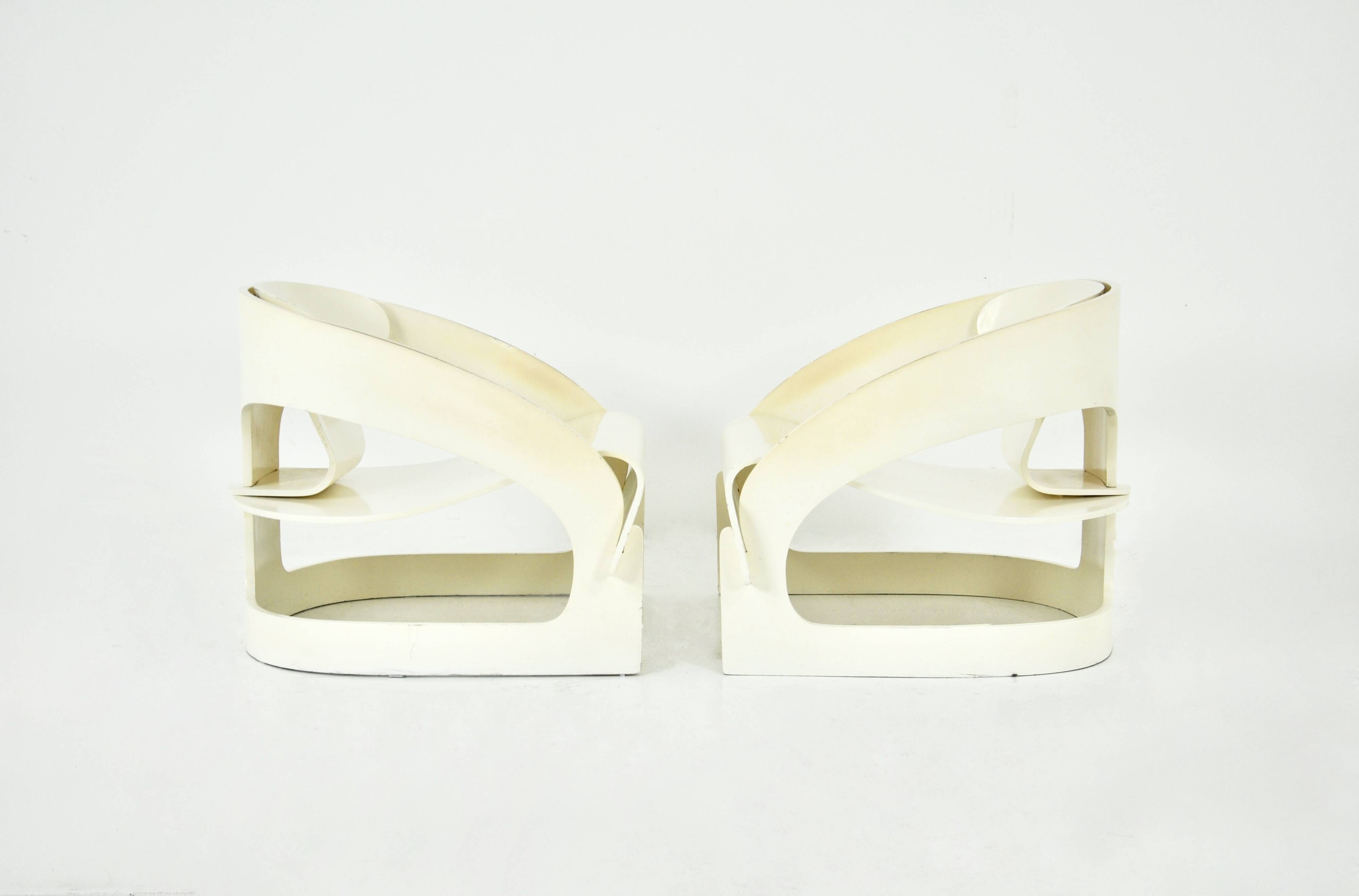 Set of 2 Model 4801 Armchairs by Joe Colombo for Kartell, 1960s