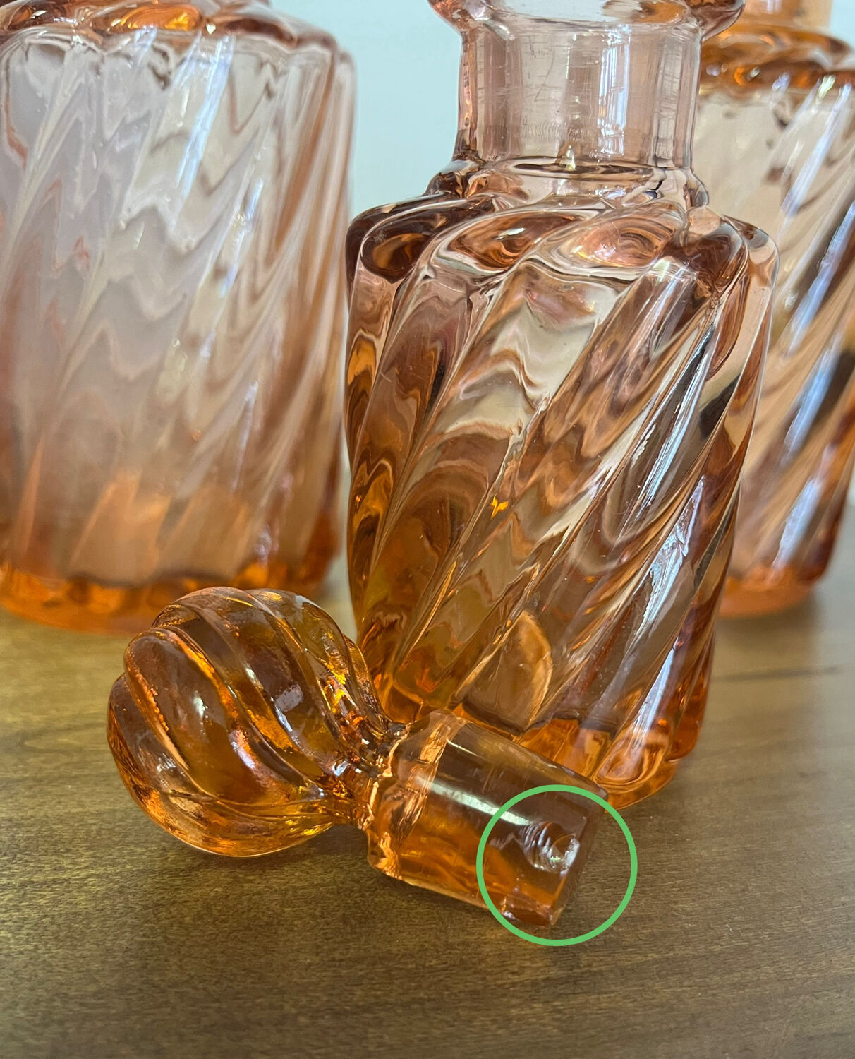 Set of 3 toilet garniture flacons from the late 19th century.