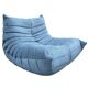 Togo lounge chair in light blue corduroy by Michel Ducaroy for Ligne Roset