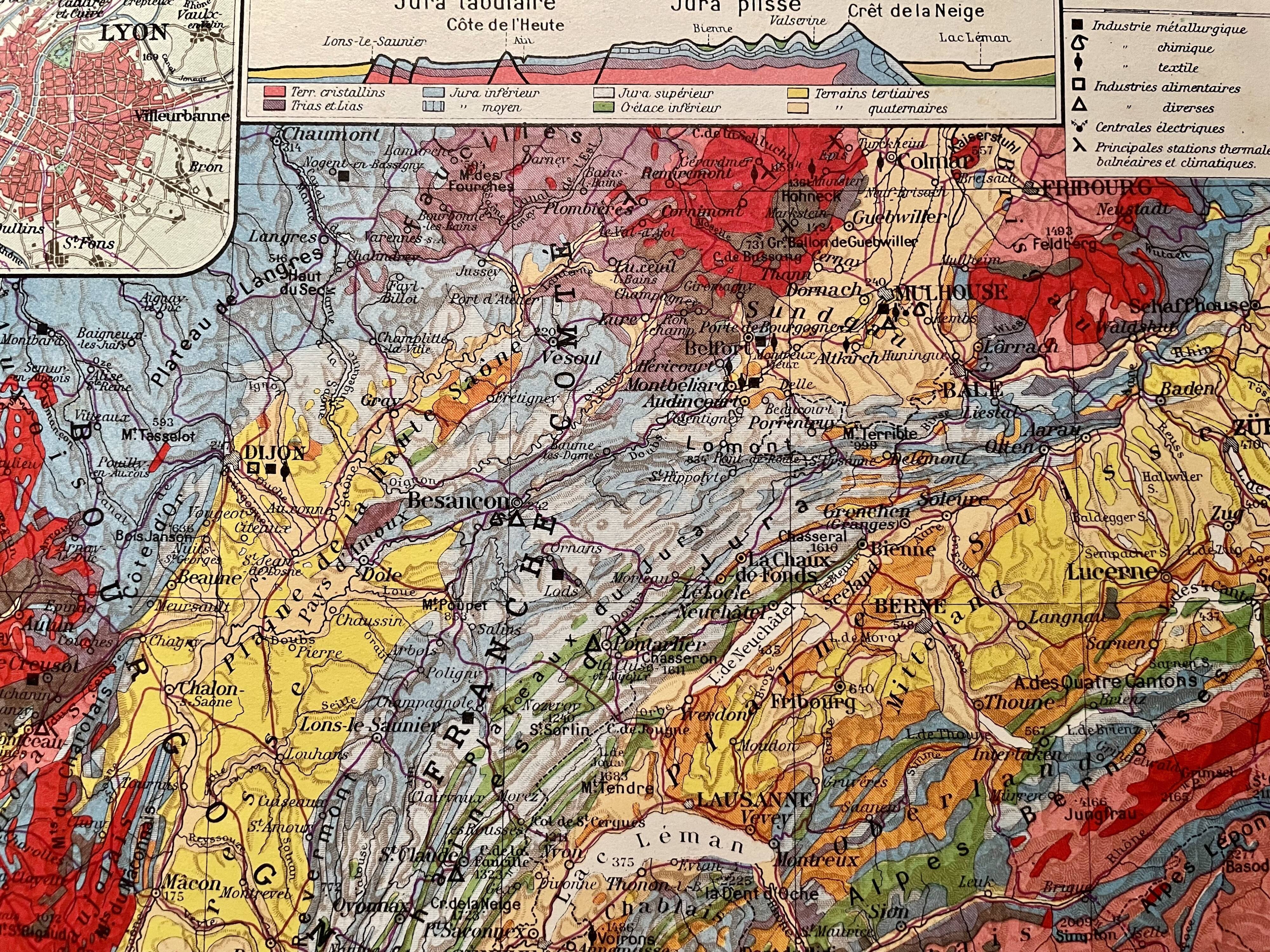 Old map of the Jura from 1951