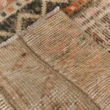 2x9 Vintage Brown & Cream Turkish Runner Rug, 60x263Cm