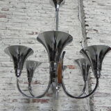 Art Deco hanging lamp with 6 chromed vials
