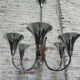 Art Deco hanging lamp with 6 chromed vials