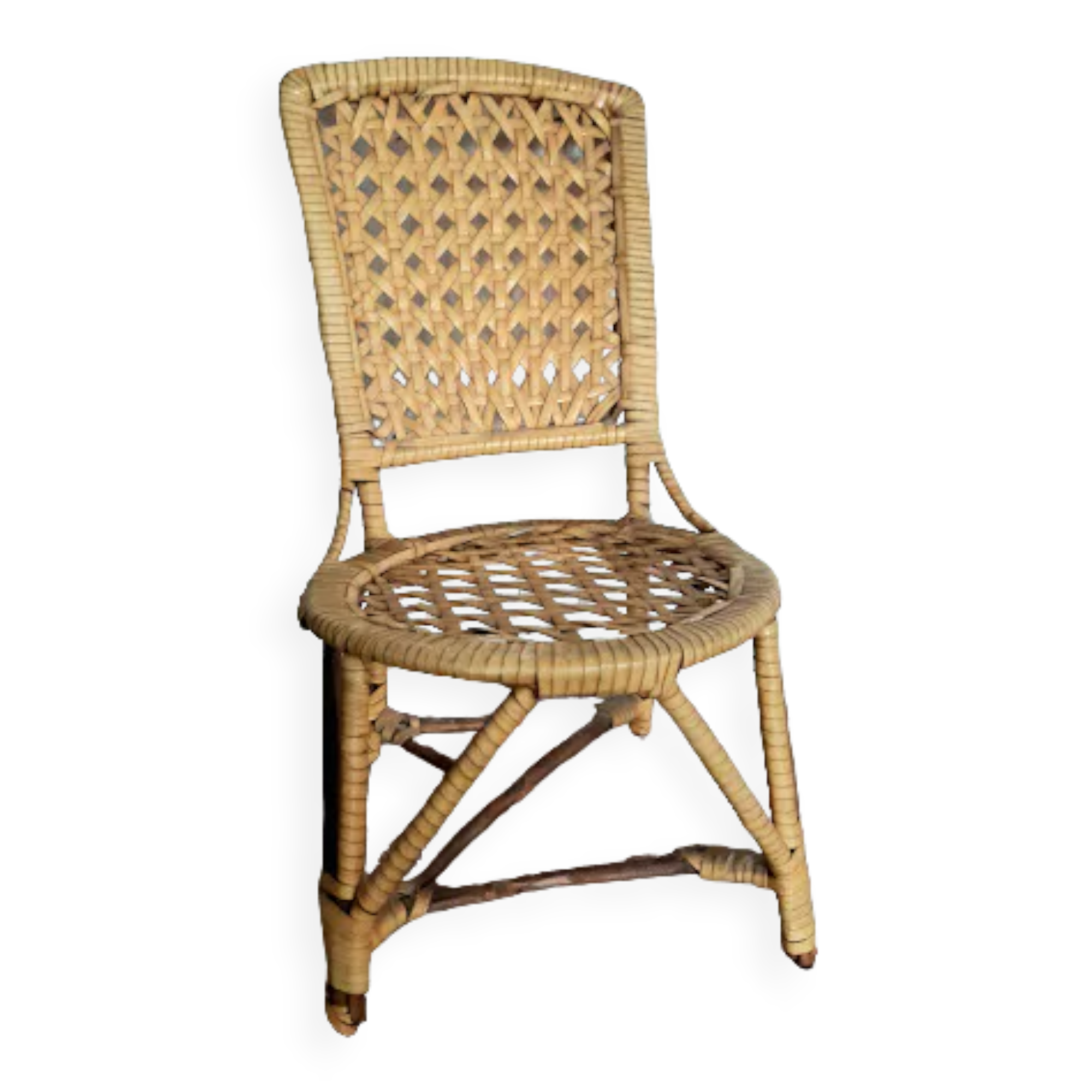 Vintage rattan doll chair