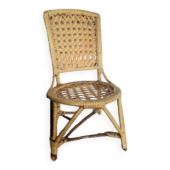 Vintage rattan doll chair