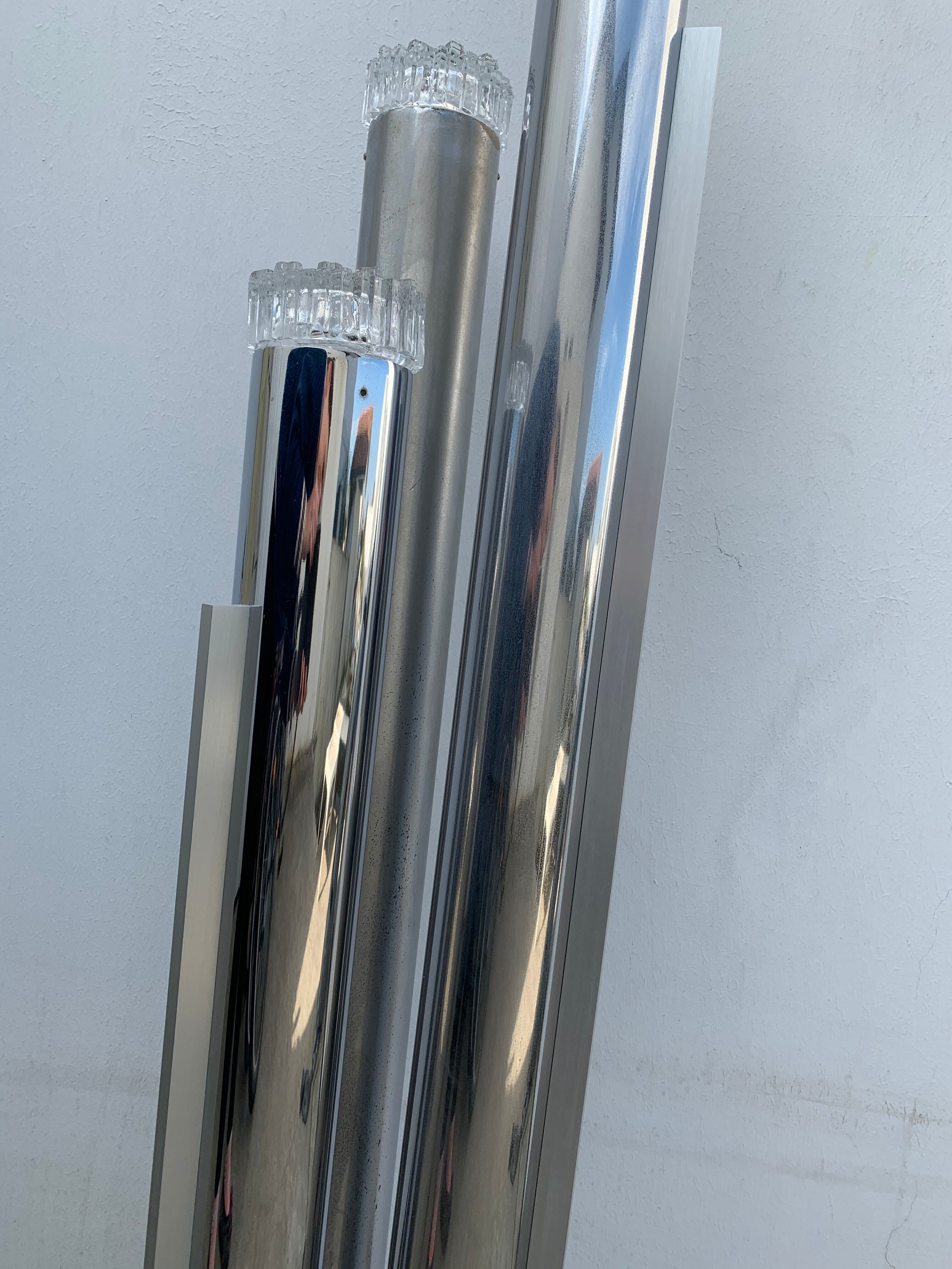 Floor lamp in chrome and glass, 1970