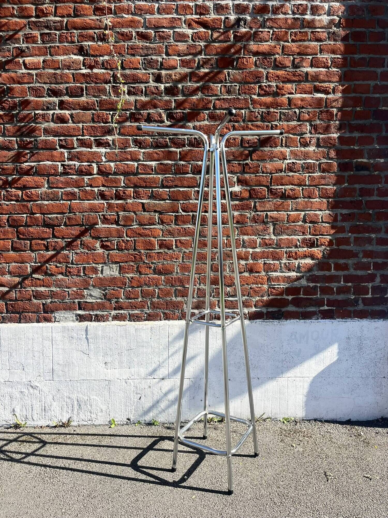 Large vintage chrome metal coat rack, Tubax style.
