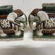 Pair of ceramic elephant plant stands polychrome sculpture - India