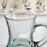 Set of 6 handle glasses and 1 puffed glass jug