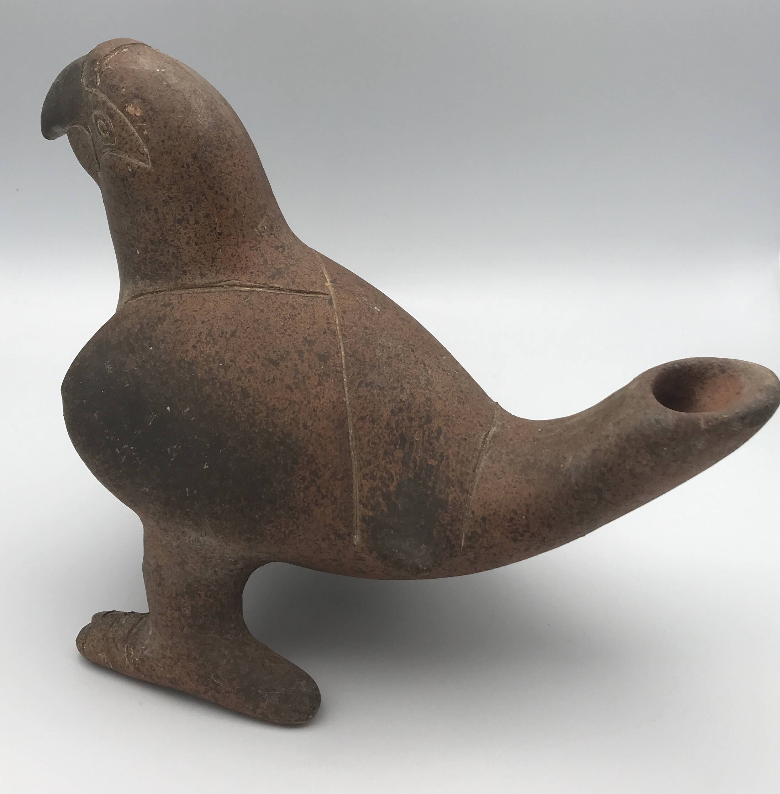 Vase zoomorph bird sculpture terracotta parrot, mexico, 70s