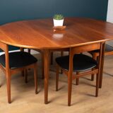 Retro Teak 1960s Round Dining Table & Four Space Saving Chairs By Nathan