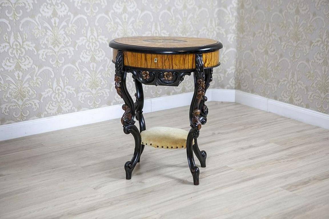 Inlaid Sewing Table in Various Woods, 1890s