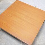 Vintage square modernist coffee table in teak and metal