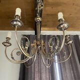 Neo-classical chandelier silver metal