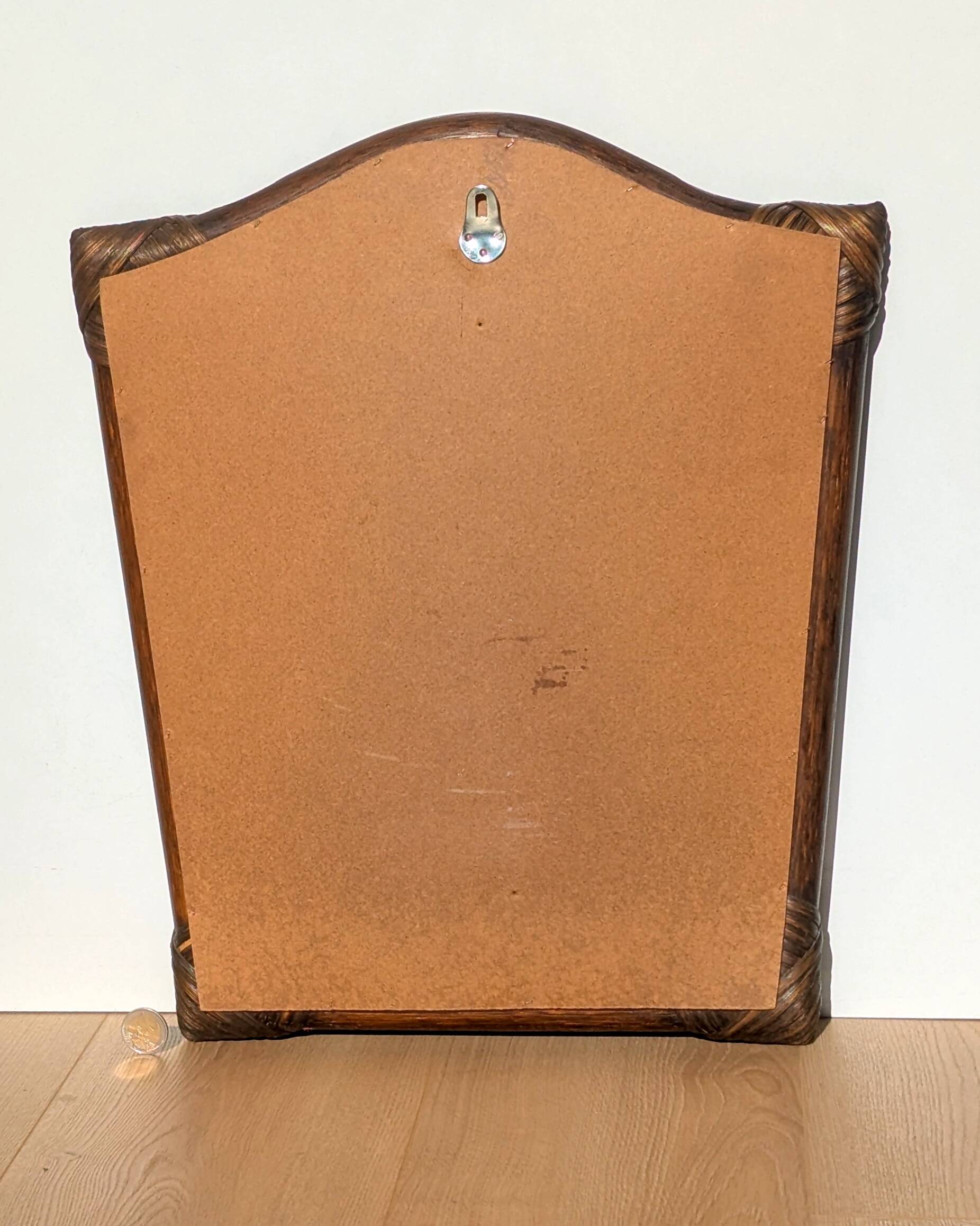 Mirror - Vintage 49x43 cm - Bamboo, Rattan - Patinated wood 1970