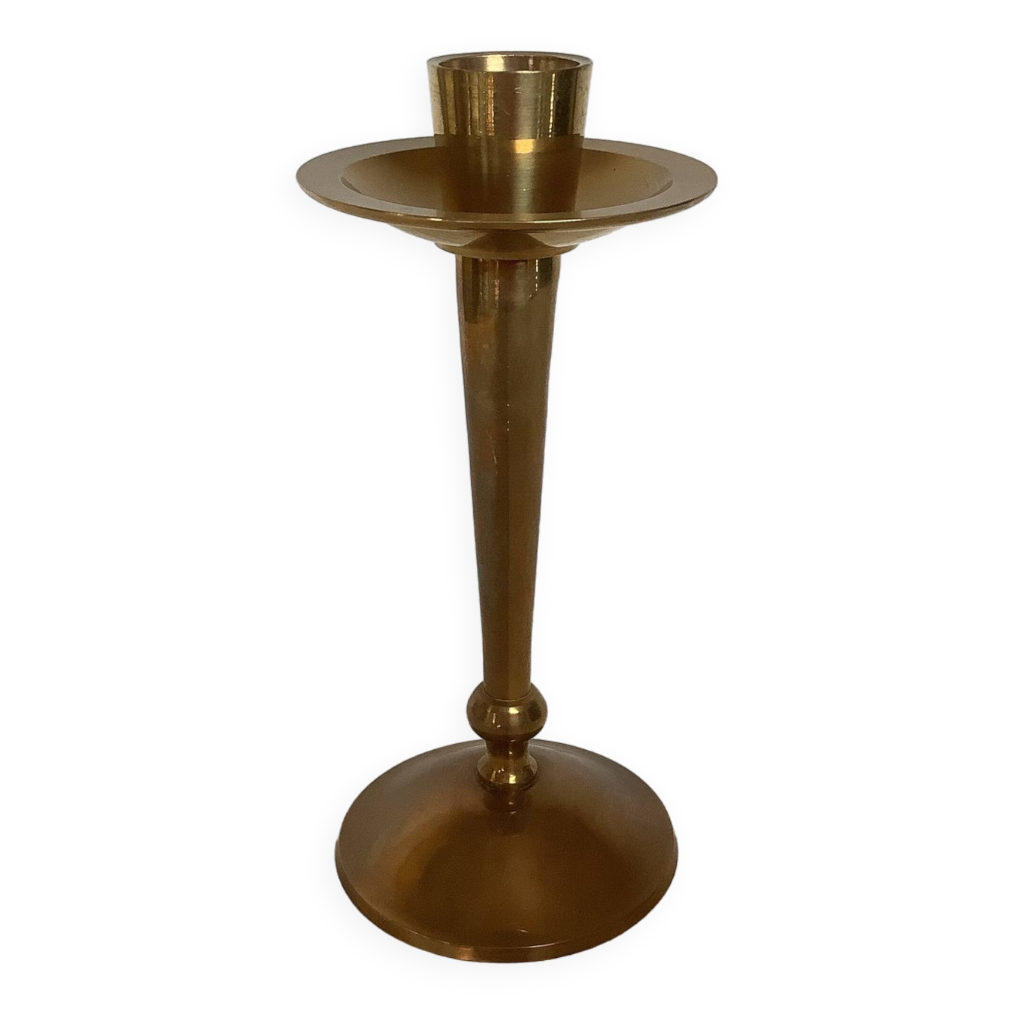 Asymmetrical brass candle holder