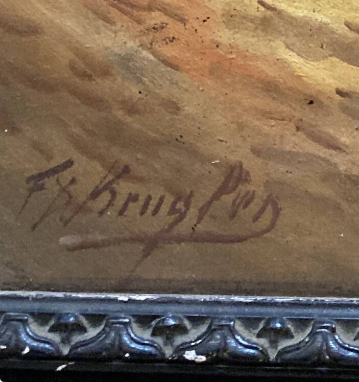 Grand Orientalist painting - the dromedaries and the Bedouins in the desert.